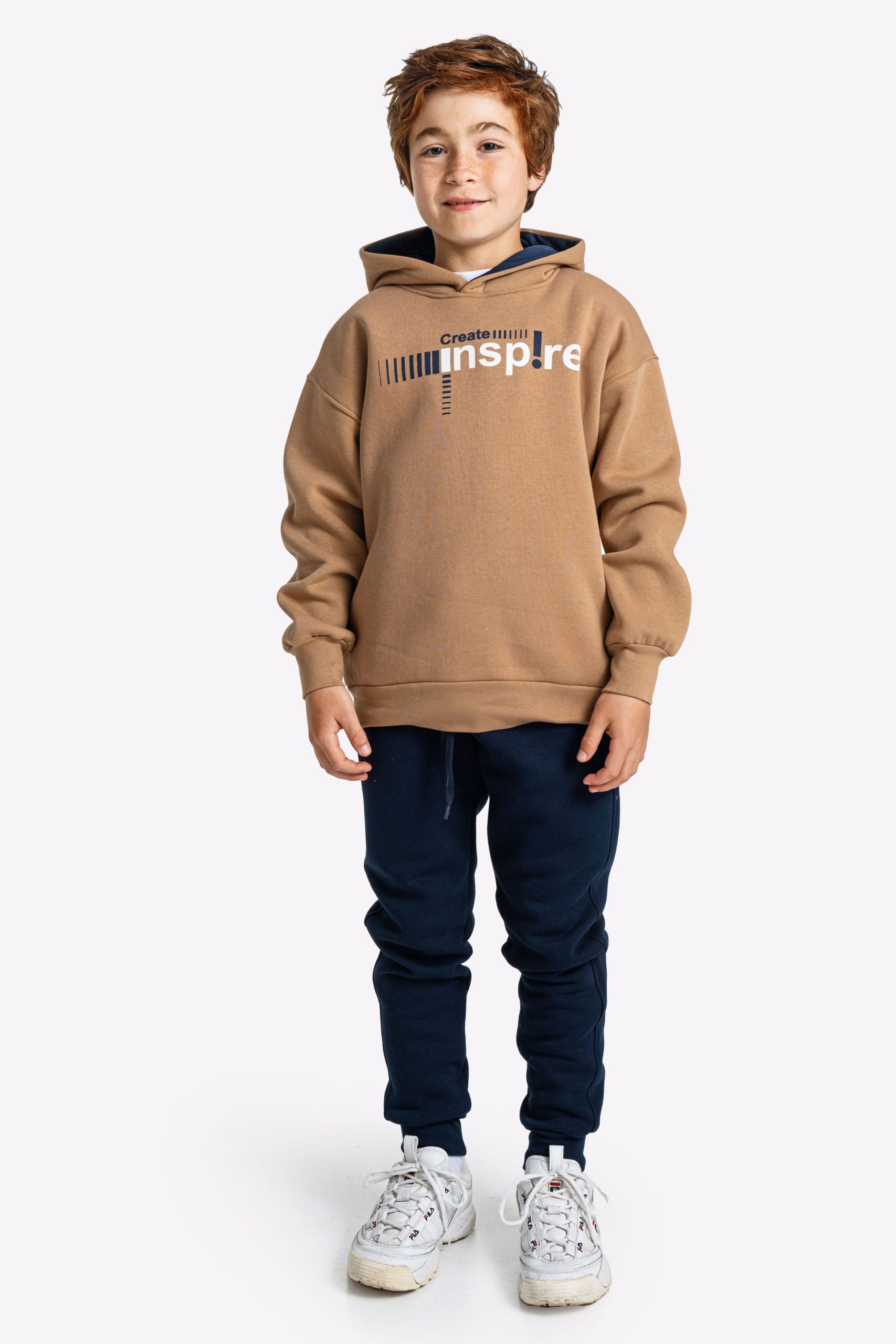 φορμα φουτερ κουκουλα  αγορι καπουτσινο/μπλε