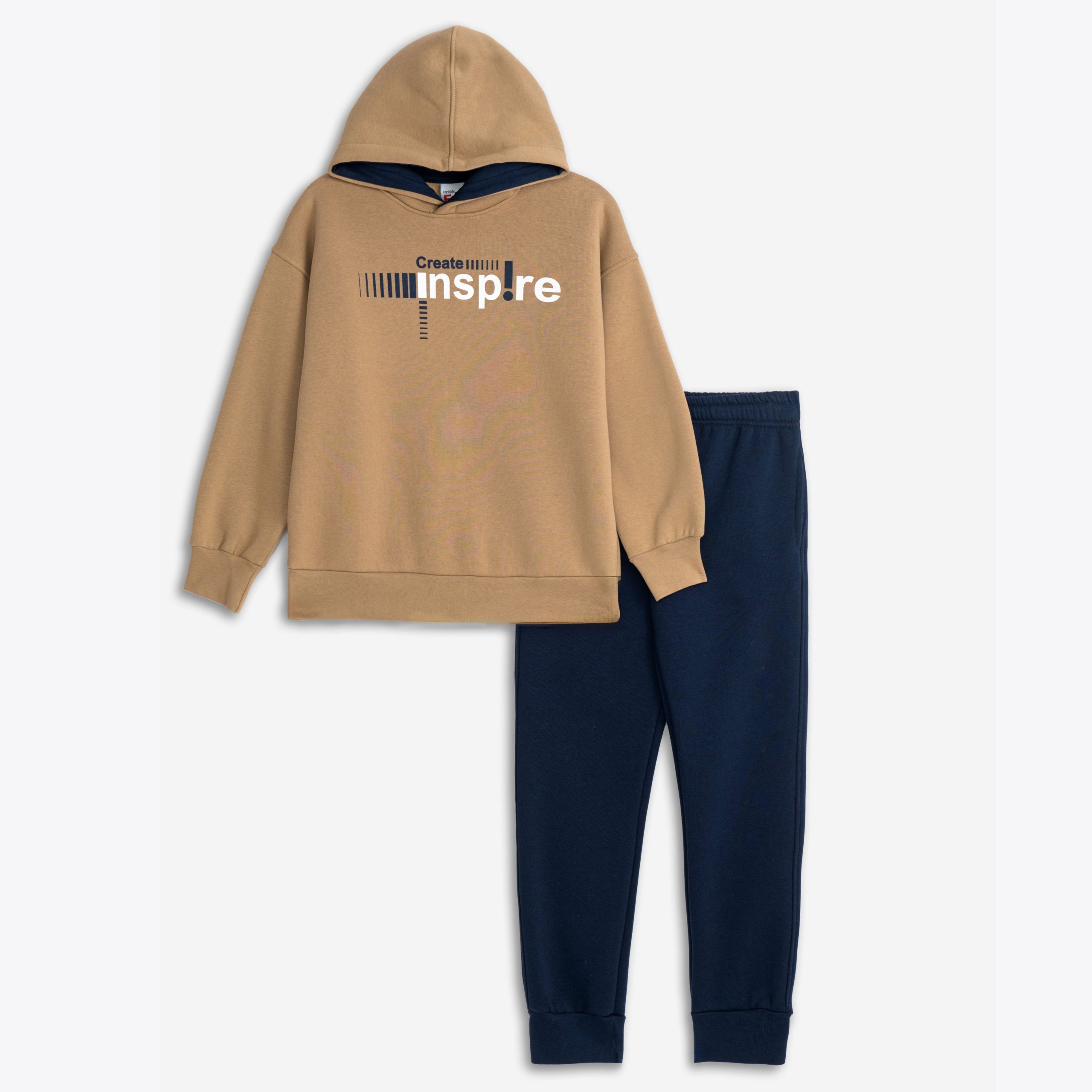 φορμα φουτερ κουκουλα  αγορι καπουτσινο/μπλε - Image 3