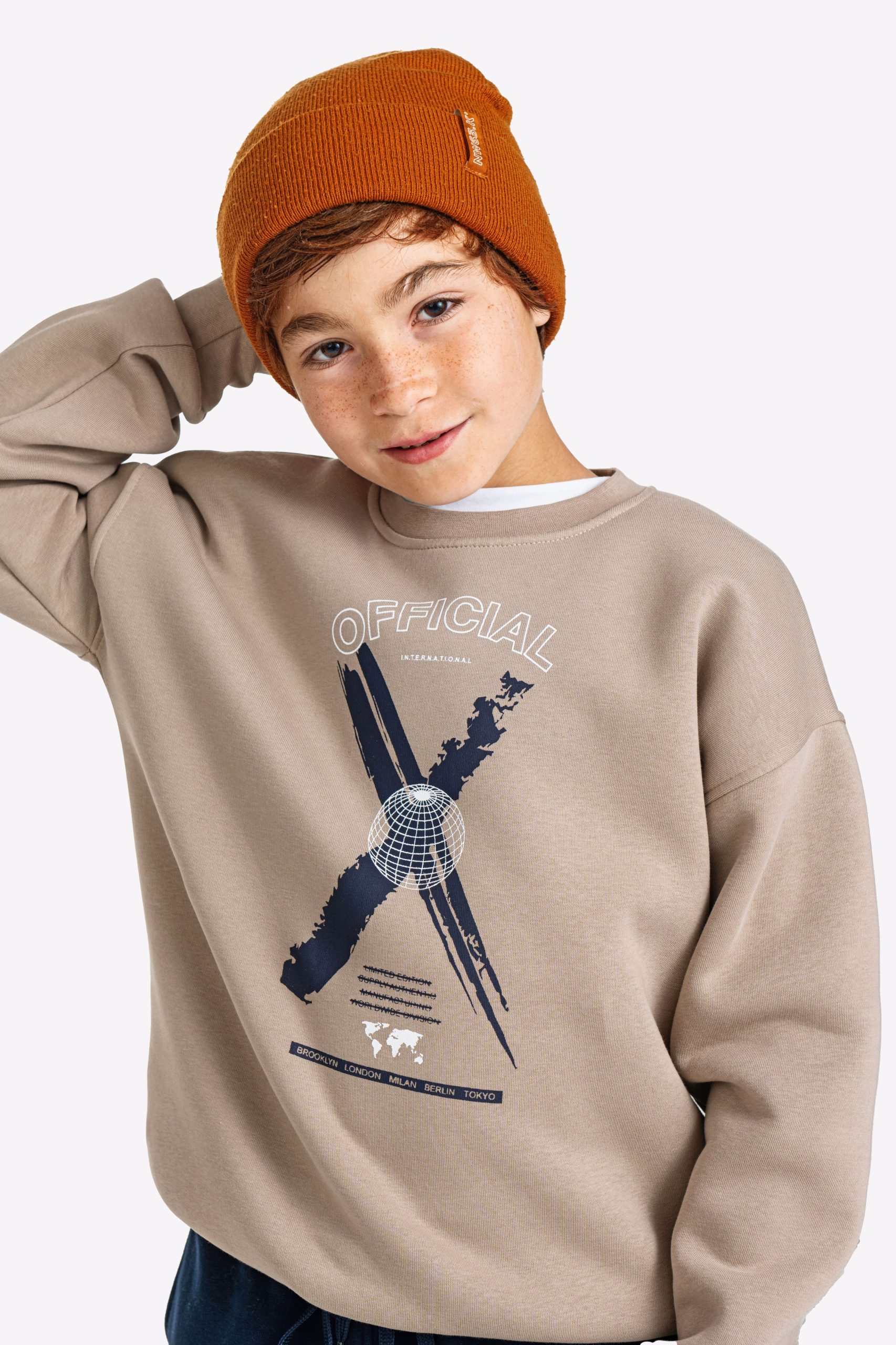 φορμα φουτερ  αγορι ανοιχτο ελεφαντι/μπλε - Image 2