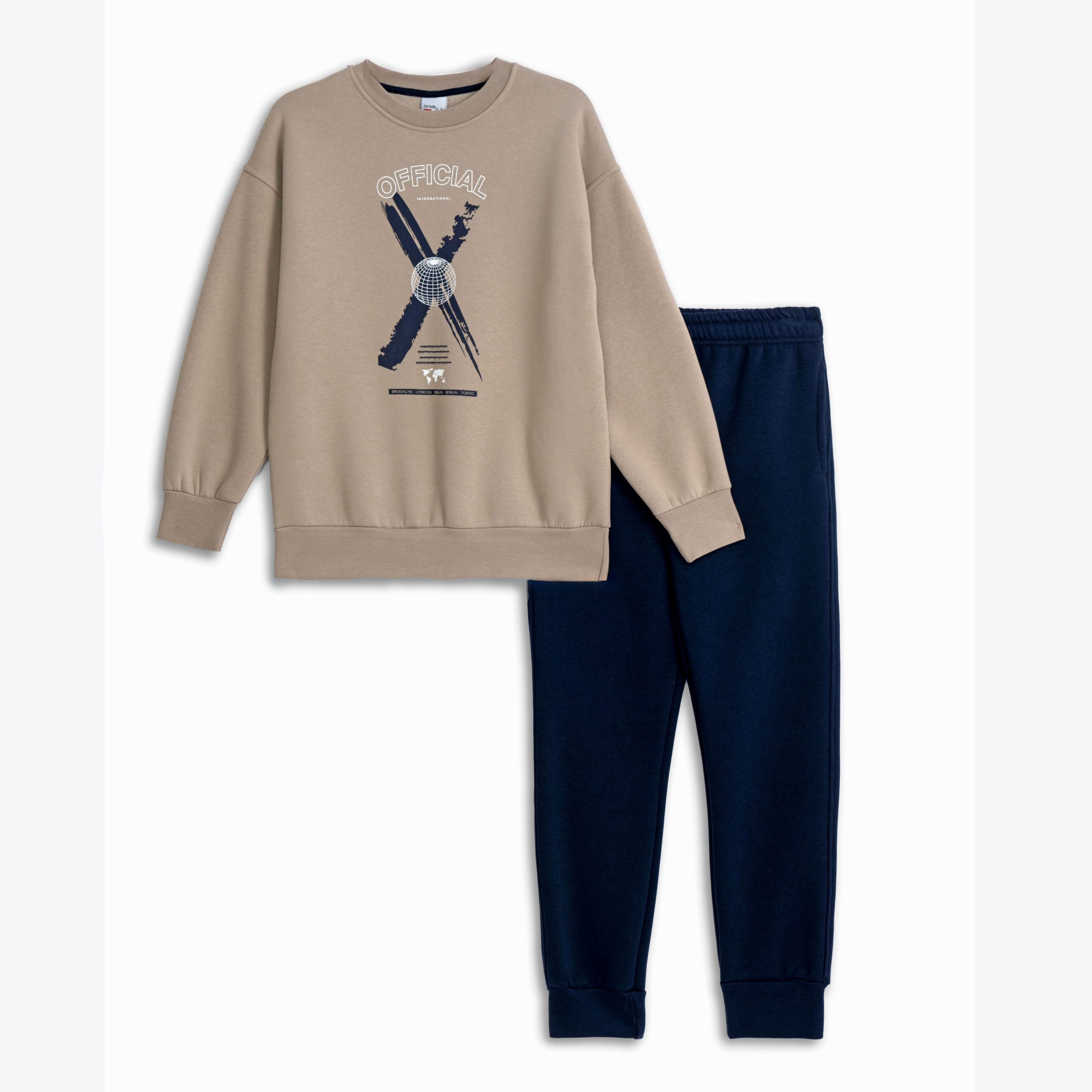 φορμα φουτερ  αγορι ανοιχτο ελεφαντι/μπλε - Image 3