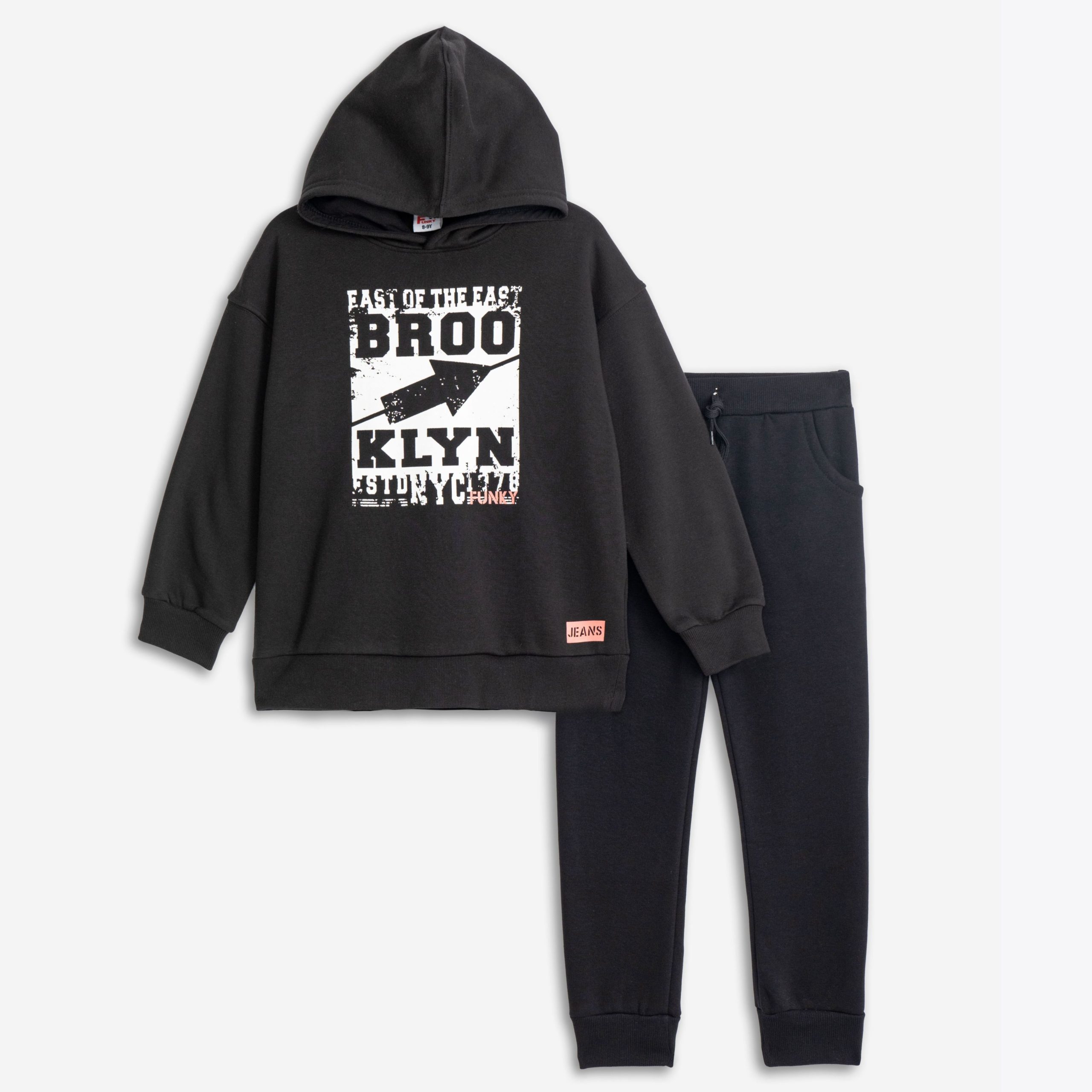 φορμα φουτερ κουκουλα  αγορι μαυρο/μαυρο - Image 2