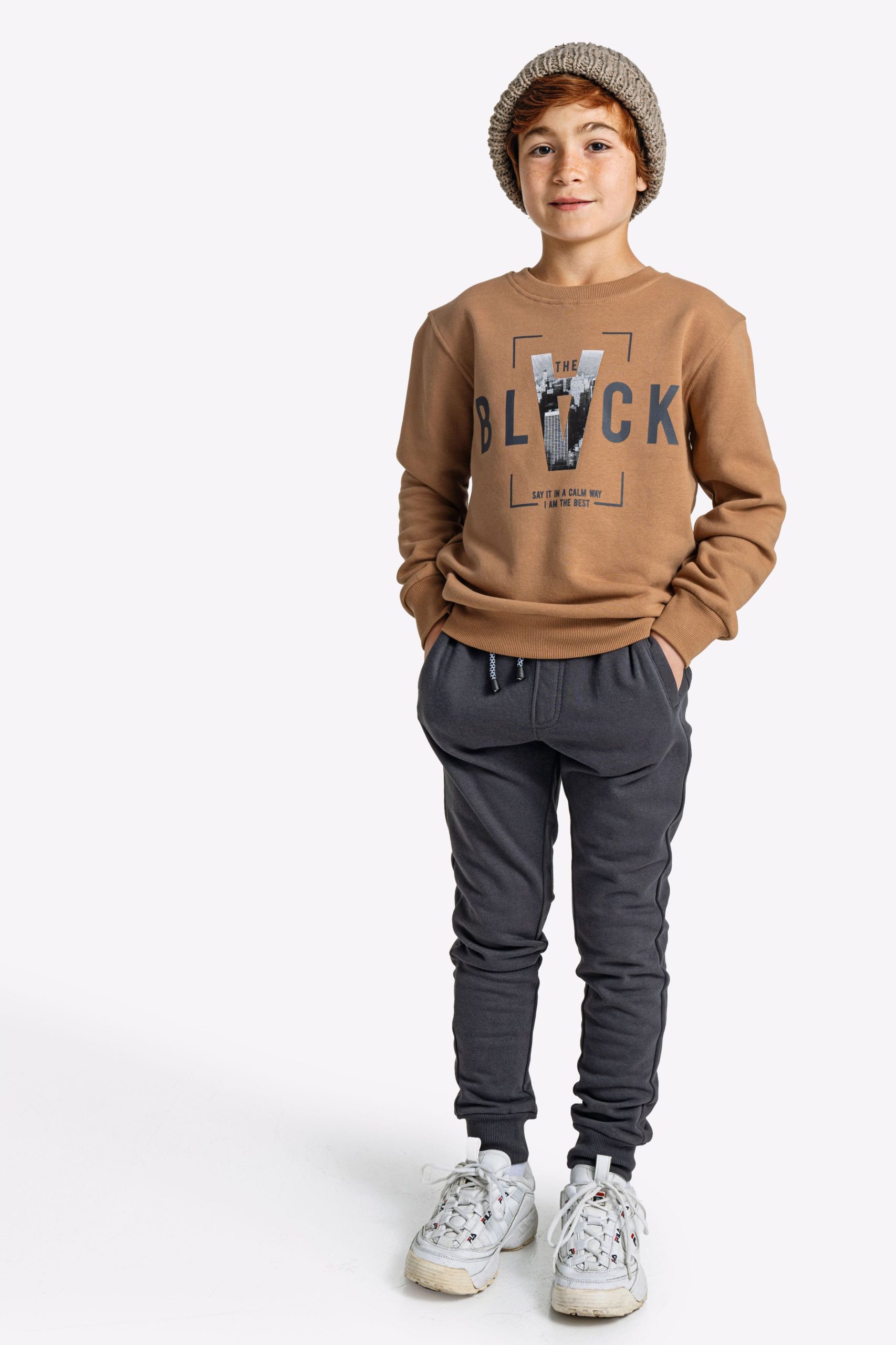 φορμα φουτερ  αγορι καπουτσινο/ανθρακι