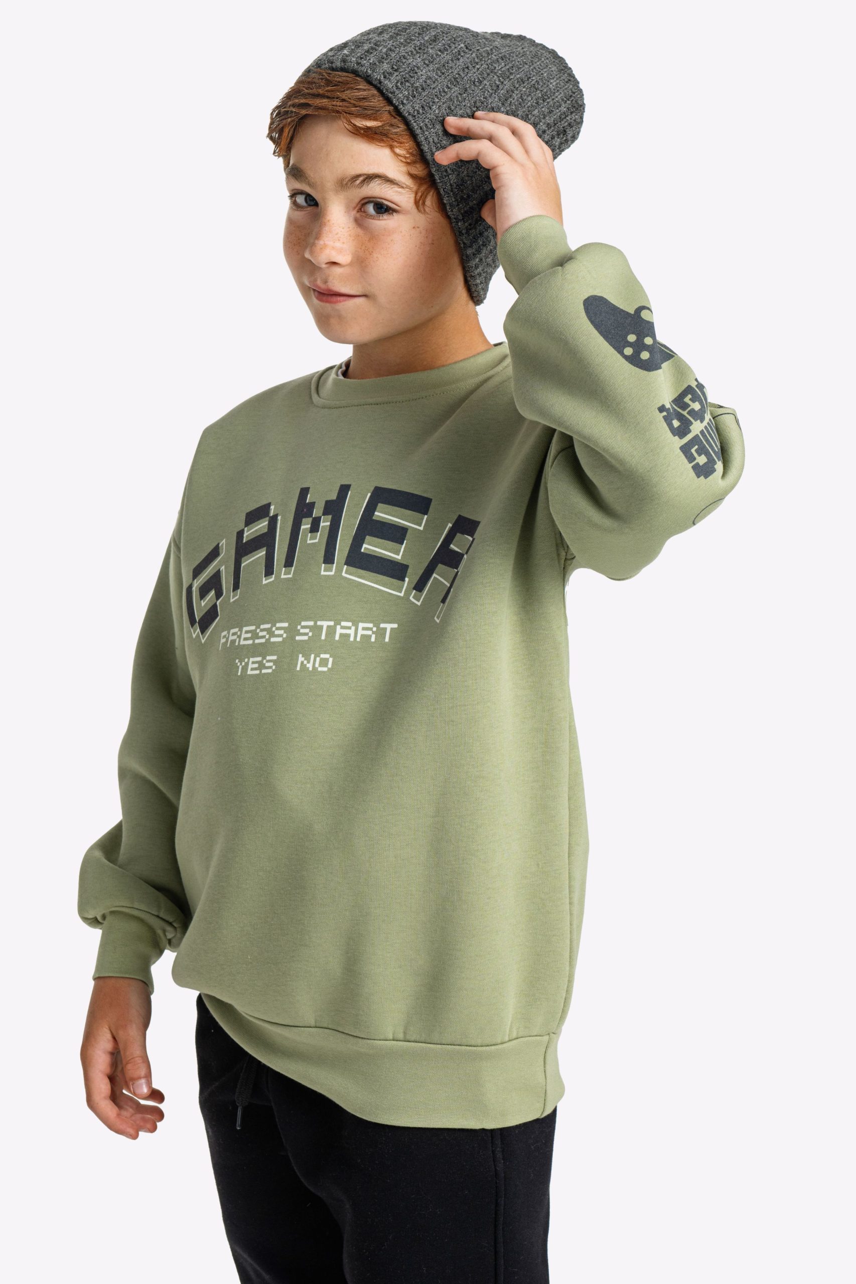 φορμα φουτερ  αγορι ανοιχτο λαδι/μαυρο - Image 2