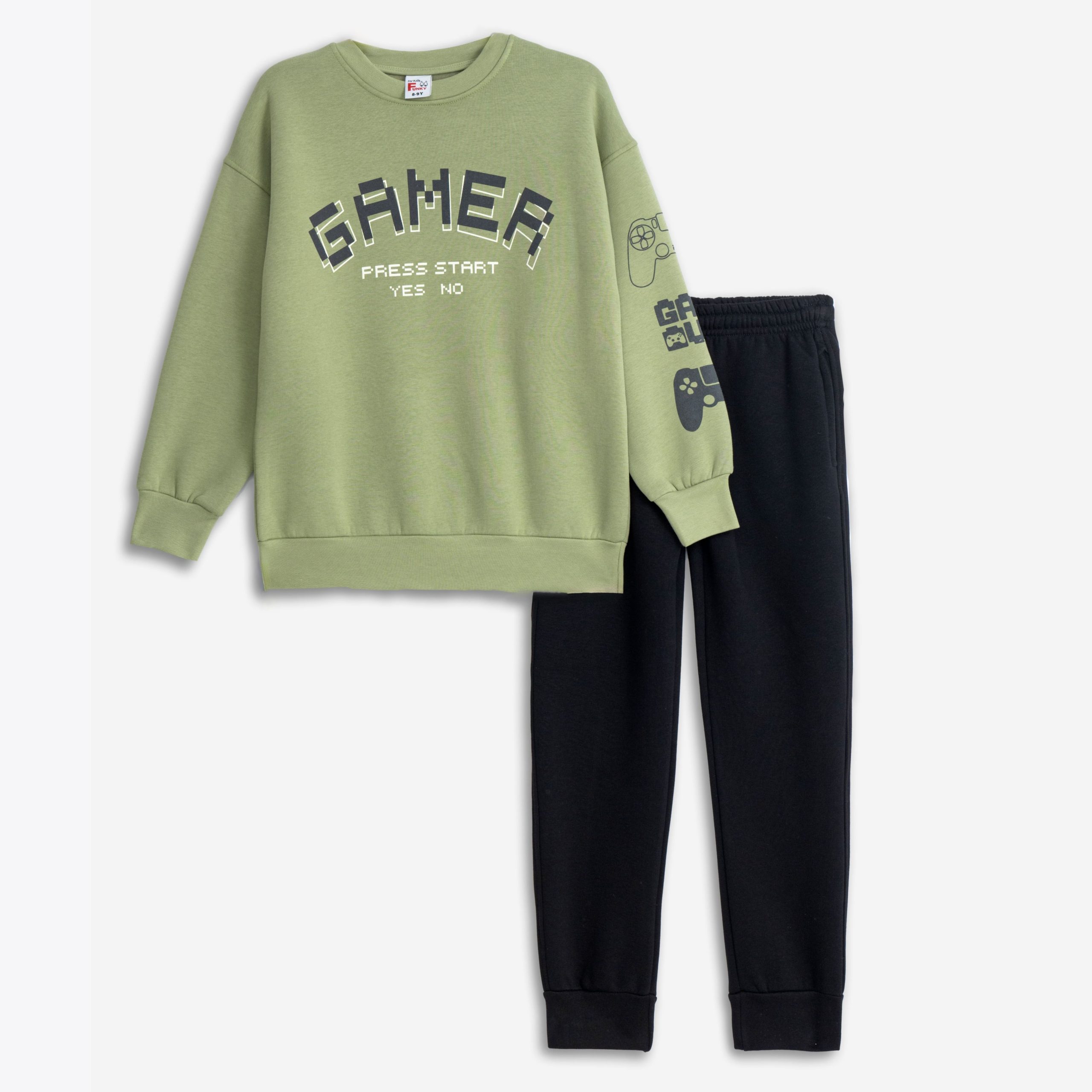 φορμα φουτερ  αγορι ανοιχτο λαδι/μαυρο - Image 3