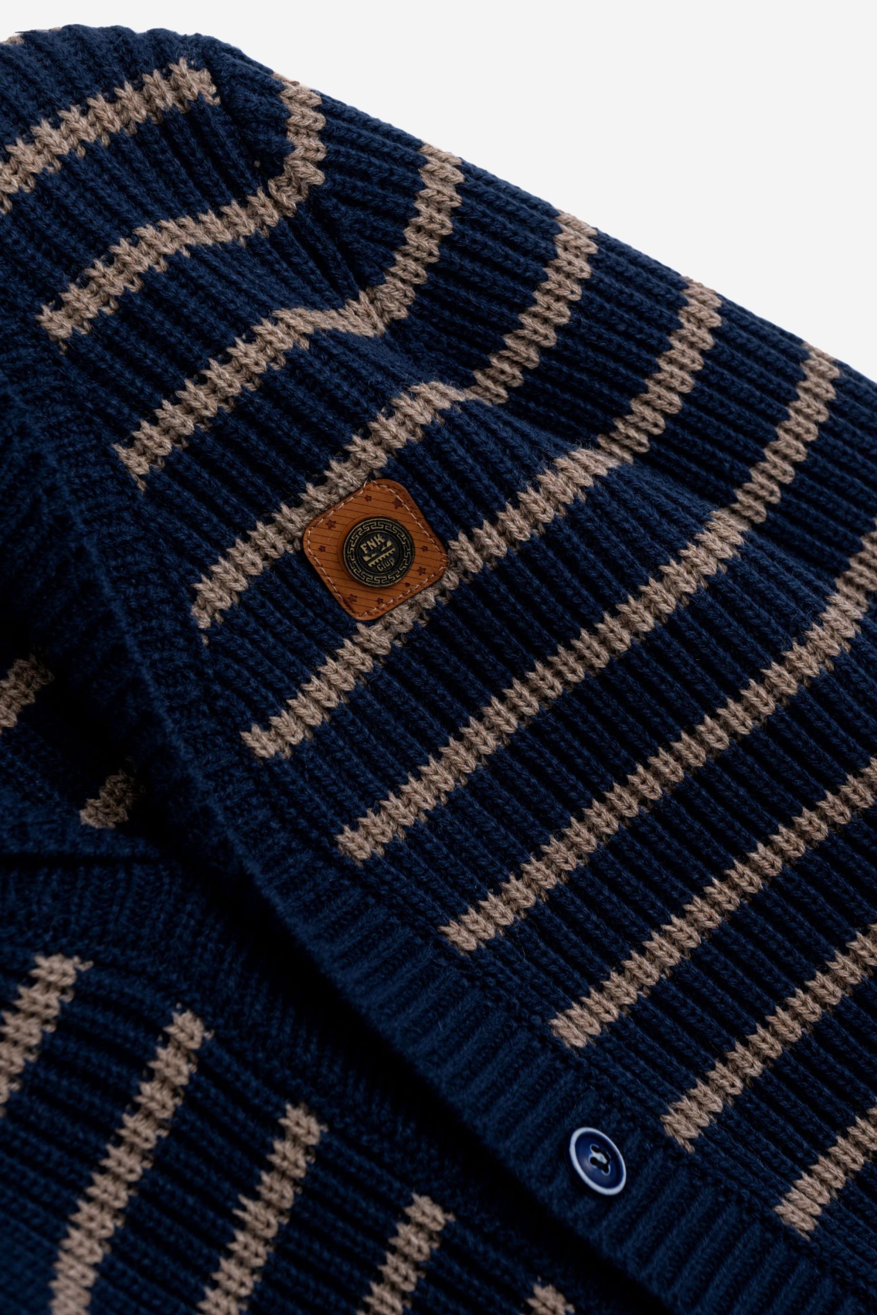 ζακετα πλεκτη  αγορι ριγε μπλε-cuban sand - Image 2