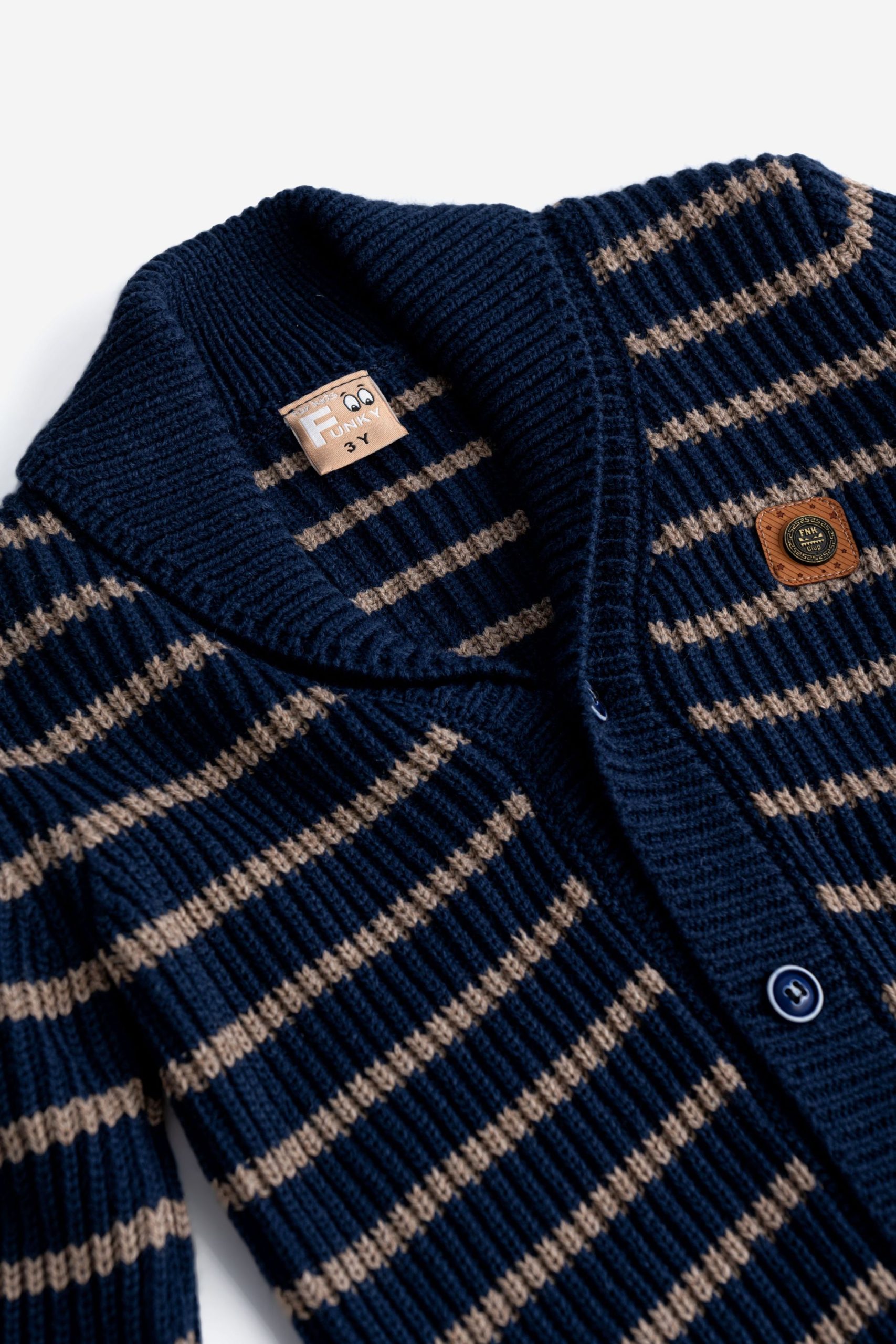 ζακετα πλεκτη  αγορι ριγε μπλε-cuban sand - Image 3