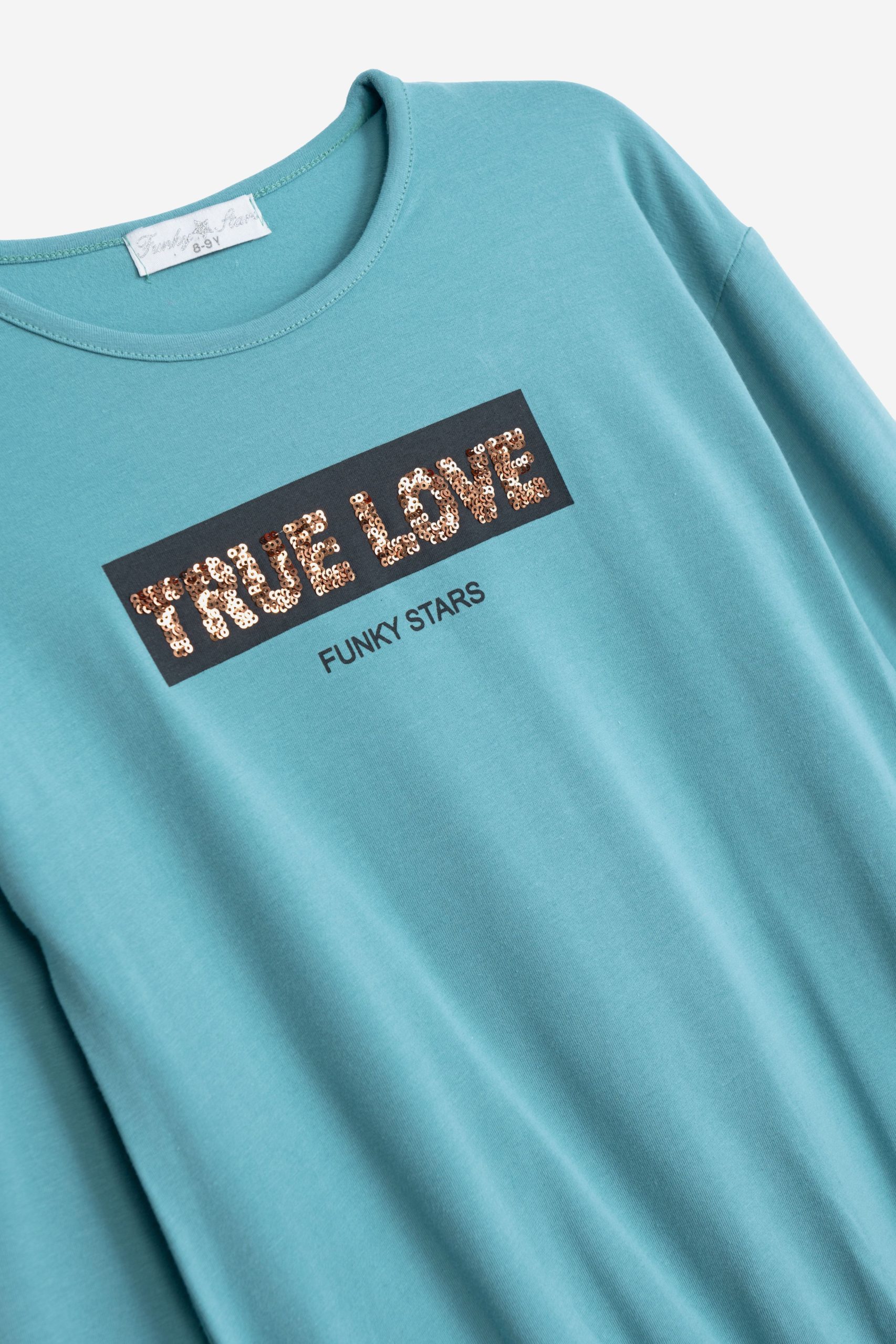 μπλουζοφορεμα+κολαν  κοριτσι φυστικι/ανθρακι - Image 2