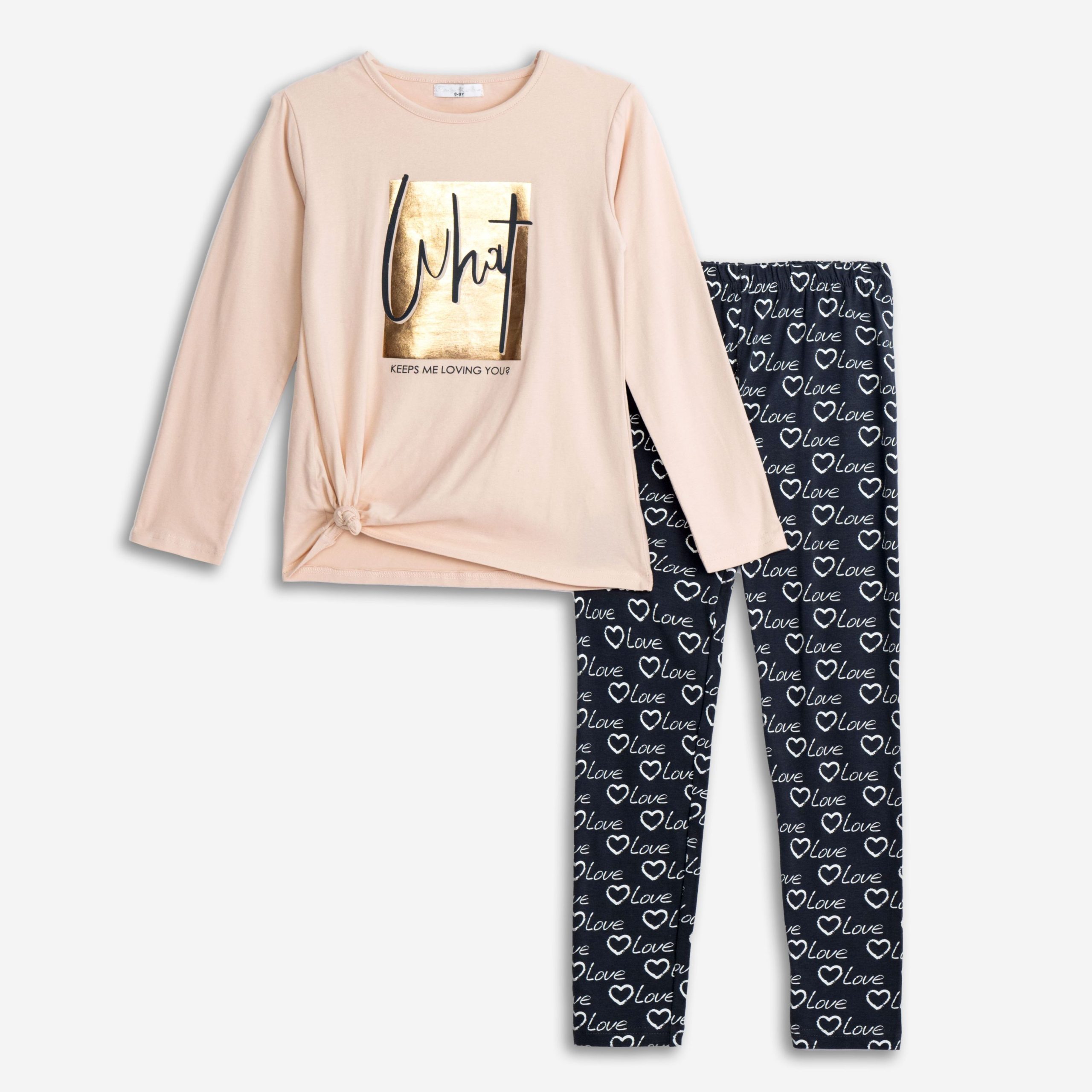 μπλουζοφορεμα+κολαν  κοριτσι παλ ροζ/ανθρακι allover - Image 2