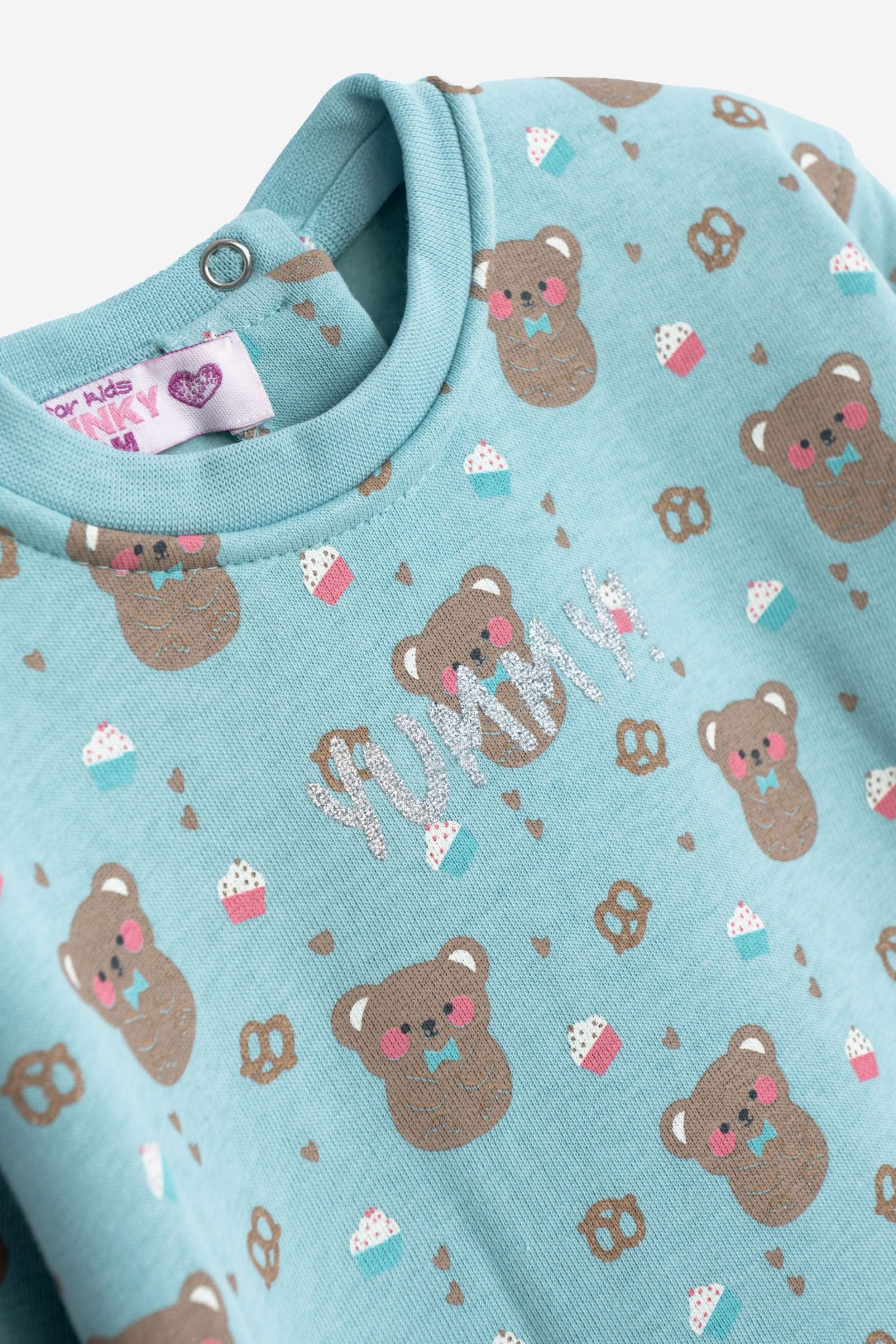 φορμα φουτερ εισαγ. μηνων κοριτσι οε φυστικι allover/μπλε - Image 2