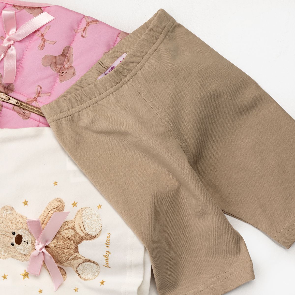 Σετ 3 τμχ τζακετ αμανικο μηνων κοριτσι ροζ allover/εκρου/μοκατσινο - Image 3