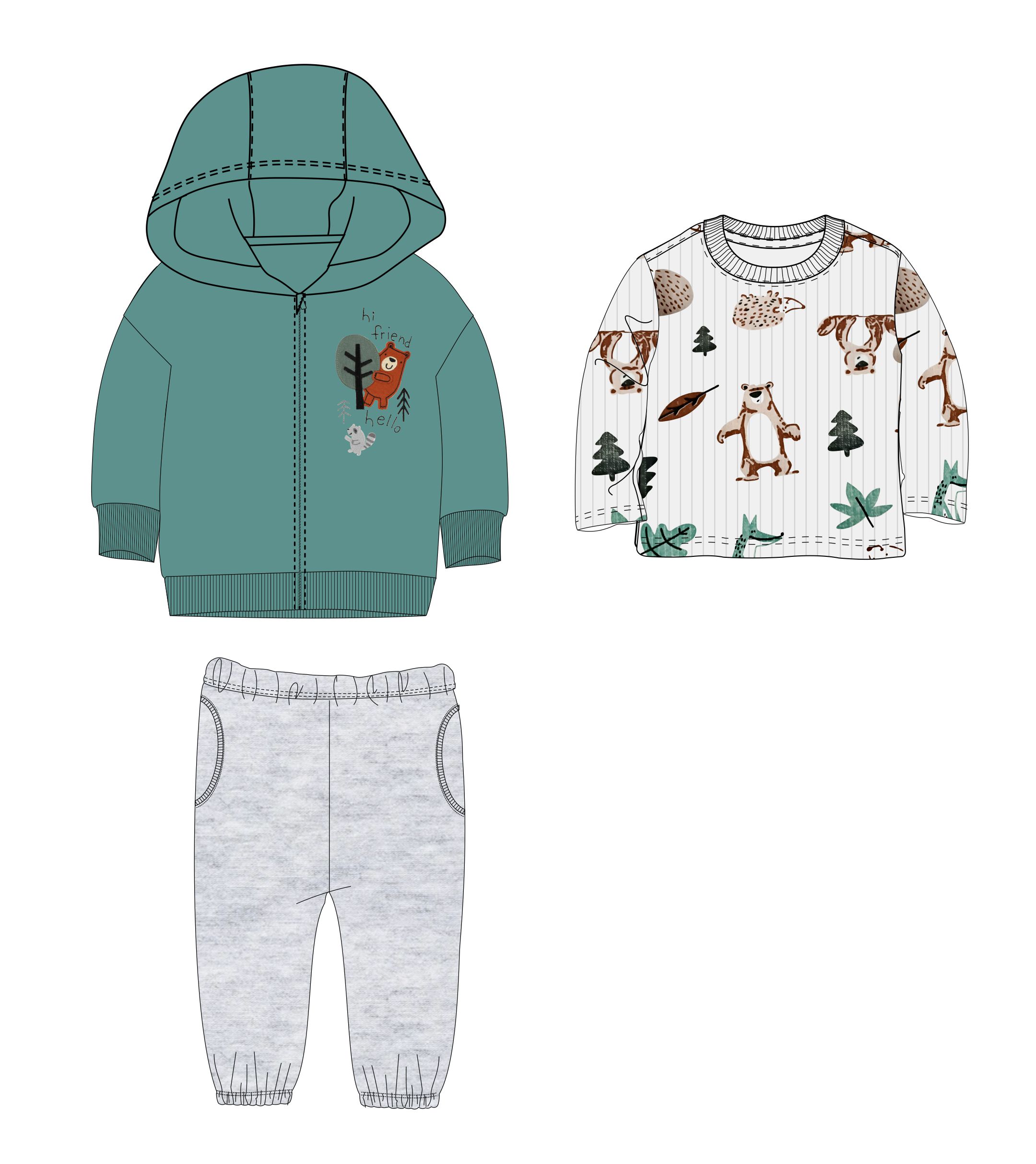 Σετ 3τμχ ζακέτα+μπλούζα+παντελόνι βρεφάναπτυξη αγόρι