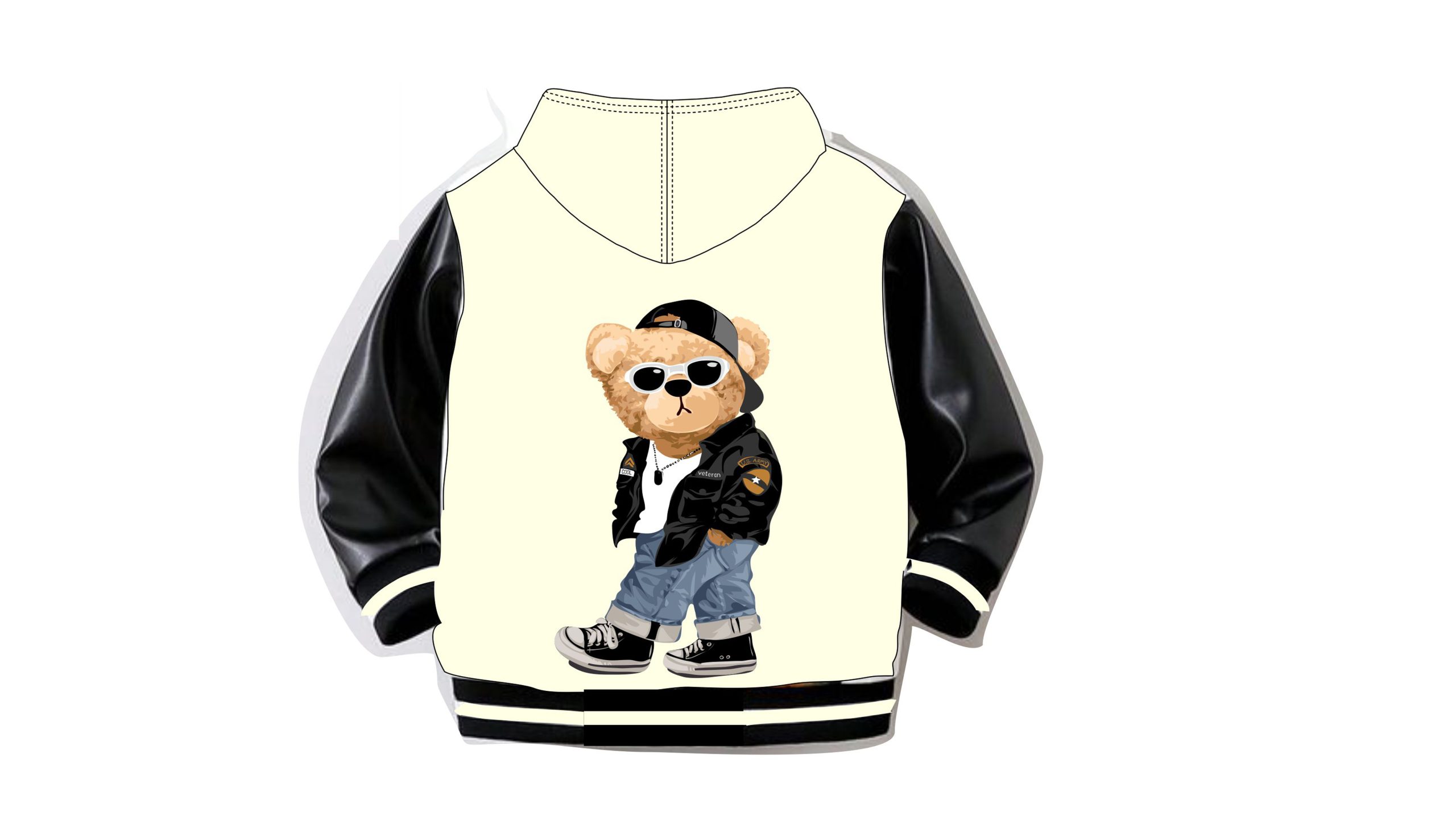 Ζακέτα φούτερ εκρού-μαύρο - Image 2